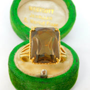 18ct Yellow Gold & Citrine Set Cocktail Dress Ring Vintage c1970