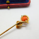 Victorian 15ct Yellow Gold & Coral Snake Serpent Stick Pin Antique c1880