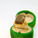 18ct Yellow Gold & Citrine Set Cocktail Dress Ring Vintage c1970
