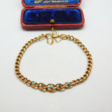 Victorian 9ct Rose Gold & Five-Stone Turquoise Curb Bracelet Antique c1890