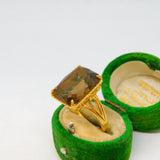 18ct Yellow Gold & Citrine Set Cocktail Dress Ring Vintage c1970