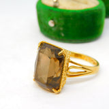 18ct Yellow Gold & Citrine Set Cocktail Dress Ring Vintage c1970
