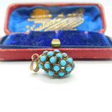 Victorian Sterling Silver Gilt & Pave Set Turquoise Fruit Charm Pendant Antique