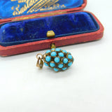 Victorian Sterling Silver Gilt & Pave Set Turquoise Fruit Charm Pendant Antique