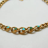 Victorian 9ct Rose Gold & Five-Stone Turquoise Curb Bracelet Antique c1890