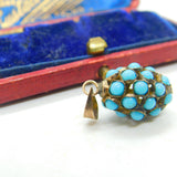 Victorian Sterling Silver Gilt & Pave Set Turquoise Fruit Charm Pendant Antique