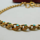 Victorian 9ct Rose Gold & Five-Stone Turquoise Curb Bracelet Antique c1890