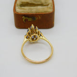 9ct Yellow Gold & Amethyst Set Floral Cluster Ring Vintage c1990 Birmingham