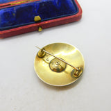 Gold on Sterling Silver Guilloche Rose Flower Enamel Brooch 1912 Birmingham