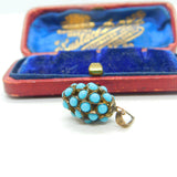 Victorian Sterling Silver Gilt & Pave Set Turquoise Fruit Charm Pendant Antique