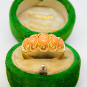 Victorian 18ct Yellow Gold Graduating Red Coral Dress Ring Antique 1898 Birmingham