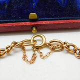 Victorian 9ct Rose Gold & Five-Stone Turquoise Curb Bracelet Antique c1890
