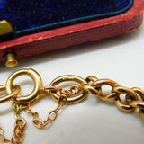 Victorian 9ct Rose Gold & Five-Stone Turquoise Curb Bracelet Antique c1890