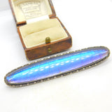 Large Sterling Silver & Morpho Butterfly Wing Brooch Antique c1920 Art Deco