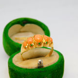 Victorian 18ct Yellow Gold Graduating Red Coral Dress Ring Antique 1898 Birmingham