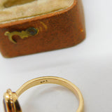 9ct Yellow Gold & Bohemian Garnet Set Dress Ring Antique 1940 Art Deco