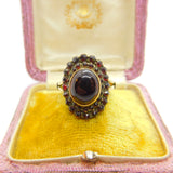 Austro-Hungarian Victorian 8ct Garnet Gold Bohemian Garnet Floral Ring c1850