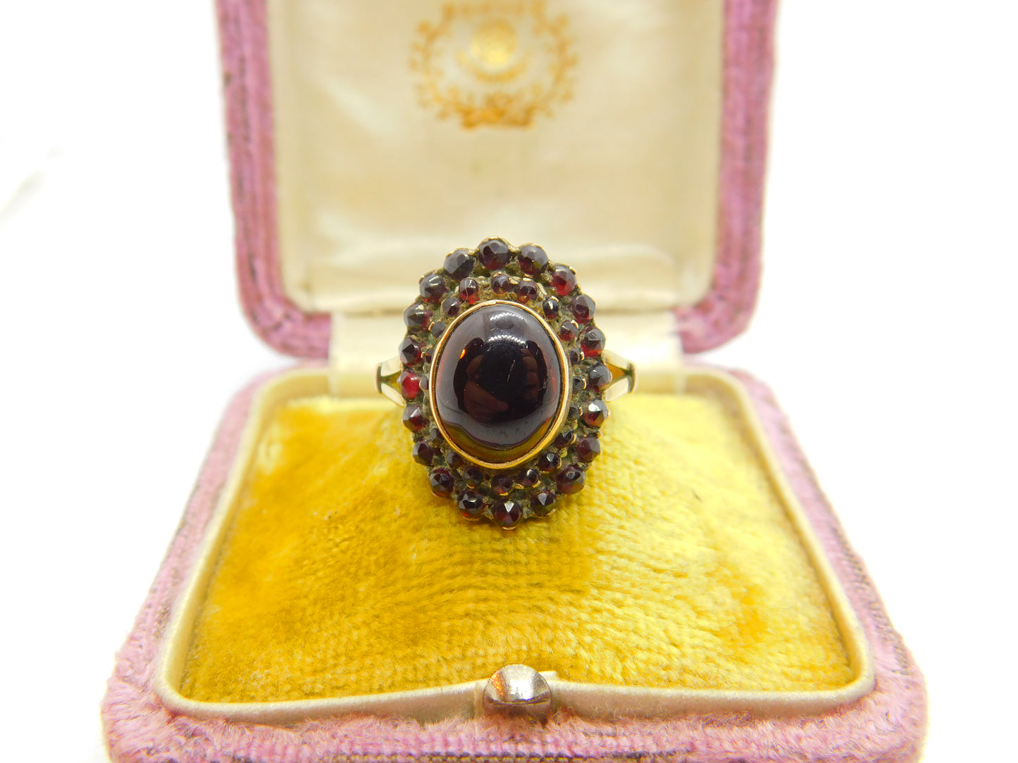 Austro-Hungarian Victorian 8ct Garnet Gold Bohemian Garnet Floral Ring c1850