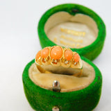 Victorian 18ct Yellow Gold Graduating Red Coral Dress Ring Antique 1898 Birmingham