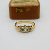 9ct Yellow Gold, Topaz & Diamond Set Band Ring Vintage c1990 Birmingham