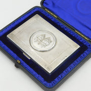 Boxed Sterling Silver Floral Pattern Card Case Antique 1861 Birmingham