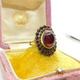 Austro-Hungarian Victorian 8ct Garnet Gold Bohemian Garnet Floral Ring c1850