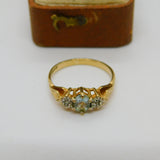 9ct Yellow Gold, Topaz & Diamond Set Band Ring Vintage c1990 Birmingham