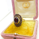 Austro-Hungarian Victorian 8ct Garnet Gold Bohemian Garnet Floral Ring c1850