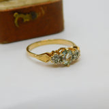 9ct Yellow Gold, Topaz & Diamond Set Band Ring Vintage c1990 Birmingham