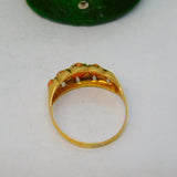 Victorian 18ct Yellow Gold Graduating Red Coral Dress Ring Antique 1898 Birmingham