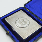 Boxed Sterling Silver Floral Pattern Card Case Antique 1861 Birmingham