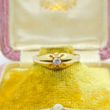 9ct Yellow Gold Solitaire Ring with Diamond Paste Antique c1940 Art Deco