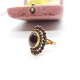 Austro-Hungarian Victorian 8ct Garnet Gold Bohemian Garnet Floral Ring c1850