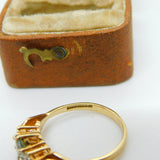 9ct Yellow Gold, Topaz & Diamond Set Band Ring Vintage c1990 Birmingham