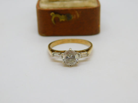 9ct Yellow Gold & Spinel Set SOlitaire Engagement Ring Vintage c1980 Birmingham