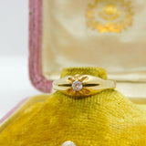 9ct Yellow Gold Solitaire Ring with Diamond Paste Antique c1940 Art Deco
