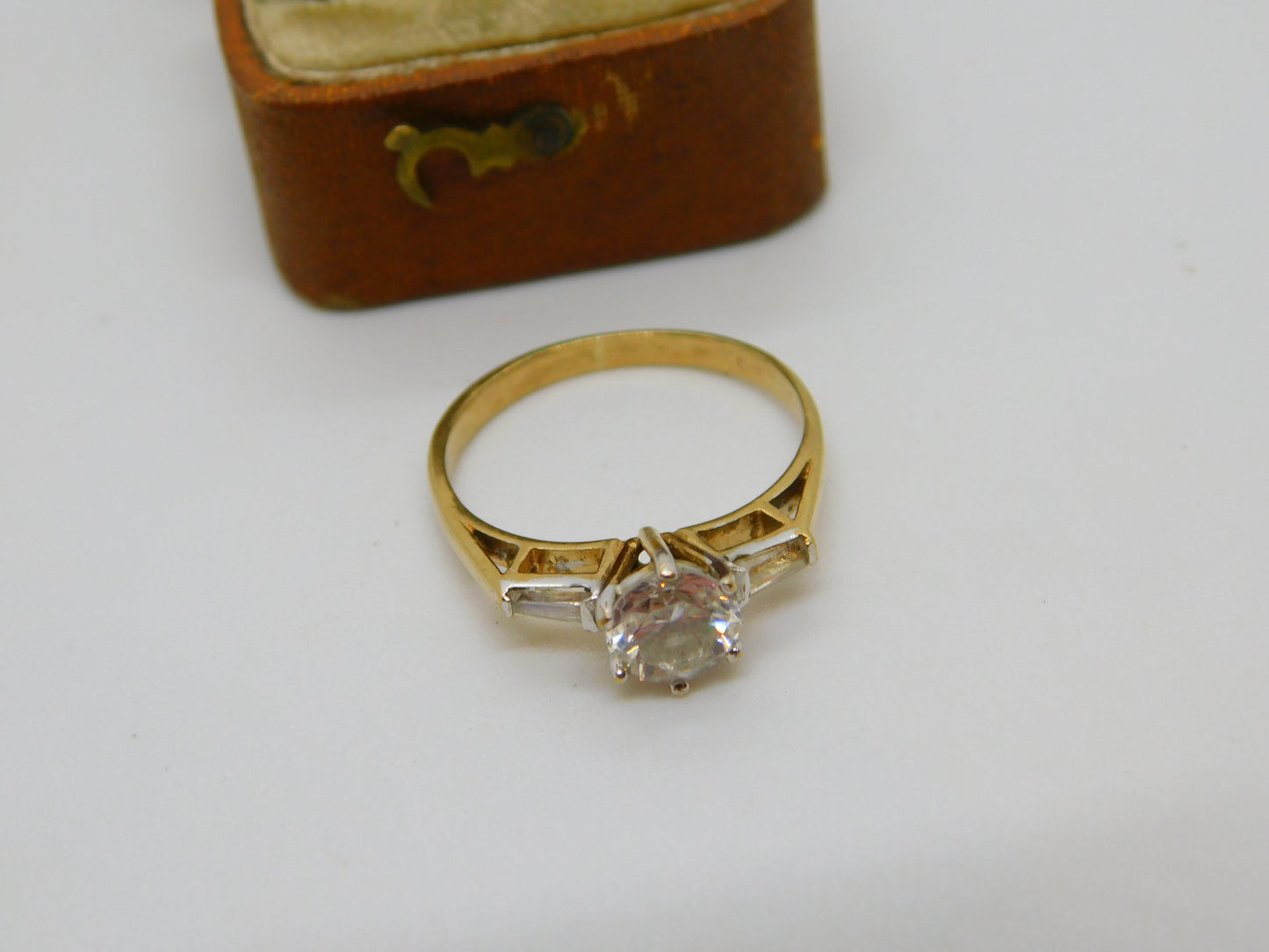 9ct Yellow Gold & Spinel Set SOlitaire Engagement Ring Vintage c1980 Birmingham