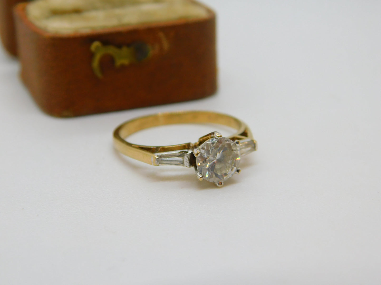 9ct Yellow Gold & Spinel Set SOlitaire Engagement Ring Vintage c1980 Birmingham