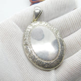 Large Victorian Sterling Silver 'E' Initial Monogram Floral Locket Antique c1880