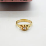 9ct Yellow Gold Solitaire Ring with Diamond Paste Antique c1940 Art Deco