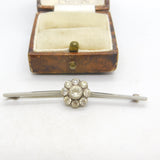 Platinum & Spinel Set Daisy Flower Sweetheart Brooch Antique c1920 Art Deco