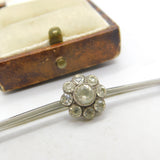 Platinum & Spinel Set Daisy Flower Sweetheart Brooch Antique c1920 Art Deco