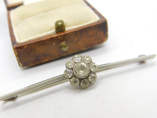 Platinum & Spinel Set Daisy Flower Sweetheart Brooch Antique c1920 Art Deco