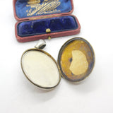 Large Victorian Sterling Silver 'E' Initial Monogram Floral Locket Antique c1880