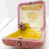 9ct Yellow Gold, Ruby & Diamond Floral Cluster Ring Vintage 1977 London