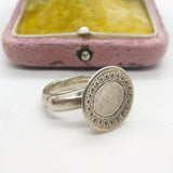 English Medieval 16th Century Sterling Silver Seal Stamp Intaglio Ring Floral Etching