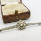 Platinum & Spinel Set Daisy Flower Sweetheart Brooch Antique c1920 Art Deco