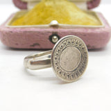 English Medieval 16th Century Sterling Silver Seal Stamp Intaglio Ring Floral Etching