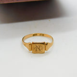 9ct Rose Gold Monogram Initial Signet Ring Antique c1920 Art Deco Size L UK