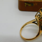 9ct Yellow Gold Emerald Cut Smoky Quartz Cocktail Ring Vintage 1964 London